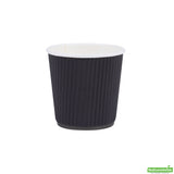 Cups, Hot, 4 Ounce, Paper, Black, Ripple Wall, 4 Ounce,1 - 500 COUNT