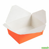 Containers, Take Out, Bio Tek #4 98 Ounce 8.5 x 6.25 x 3.5 Inch, Paper, Tangerine Orange, Rectangular, with Foldable Flaps & Tab Lock,1 - 200 COUNT