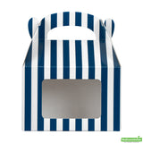 Boxes, Gable & Lunch, Bio Tek 4 x 2.50 x 2.50 Inch, Paper, Blue & White, with Window,4 - 25 COUNT