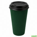 Cups, Hot, 16 Ounce, Paper, Forest Green, Ripple Wall, with Black Lid,1 - 200 COUNT