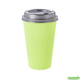 Cups, Coffee, 16 Ounce, Paper, Eco Green, Ripple Wall, 3.50 x 3.50 x 5.50 Inch,20 - 25 COUNT