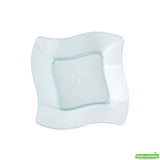 Bowls, 6 Ounce, Plastic, Sea Green Aqua Design, Square Wave-Edge, Heavyweight, 6 Ounce,1 - 100 COUNT