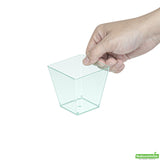 Cups, Geometric Kova Dessert, 8 Ounce, Plastic, Sea Green, Large Square, Heavyweight, 8 Ounce,1 - 100 COUNT