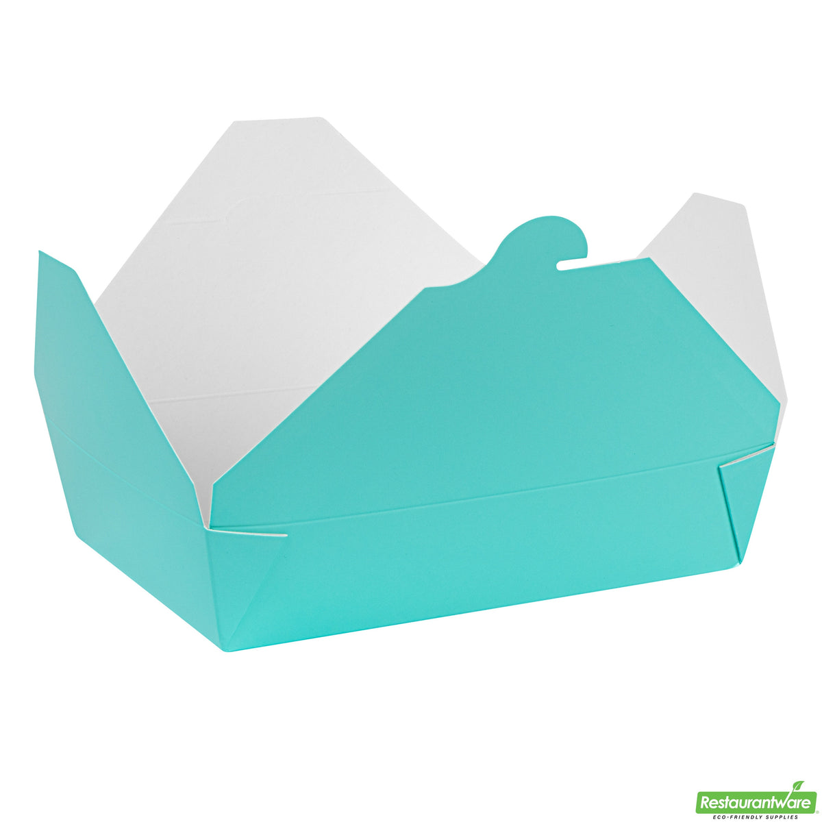 Containers, Take-Out, Bio Tek 49 Ounce, Paper, Turquoise, 8.50 x 6.25 x 2 Inch, Rectangular, #2,4 - 50 COUNT