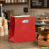 Bags, Take-Out, Bag Tek 11 x 7 x 11 Inch, Paper, Red, Rectangular, with Handles,100 - 1 COUNT