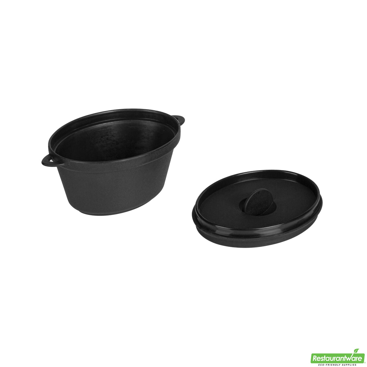 Dishes, Appetizer, 12 Ounce, Plastic, Black, Kettle-Shaped, Heavyweight, with Lids, 12 Ounce,1 - 100 COUNT