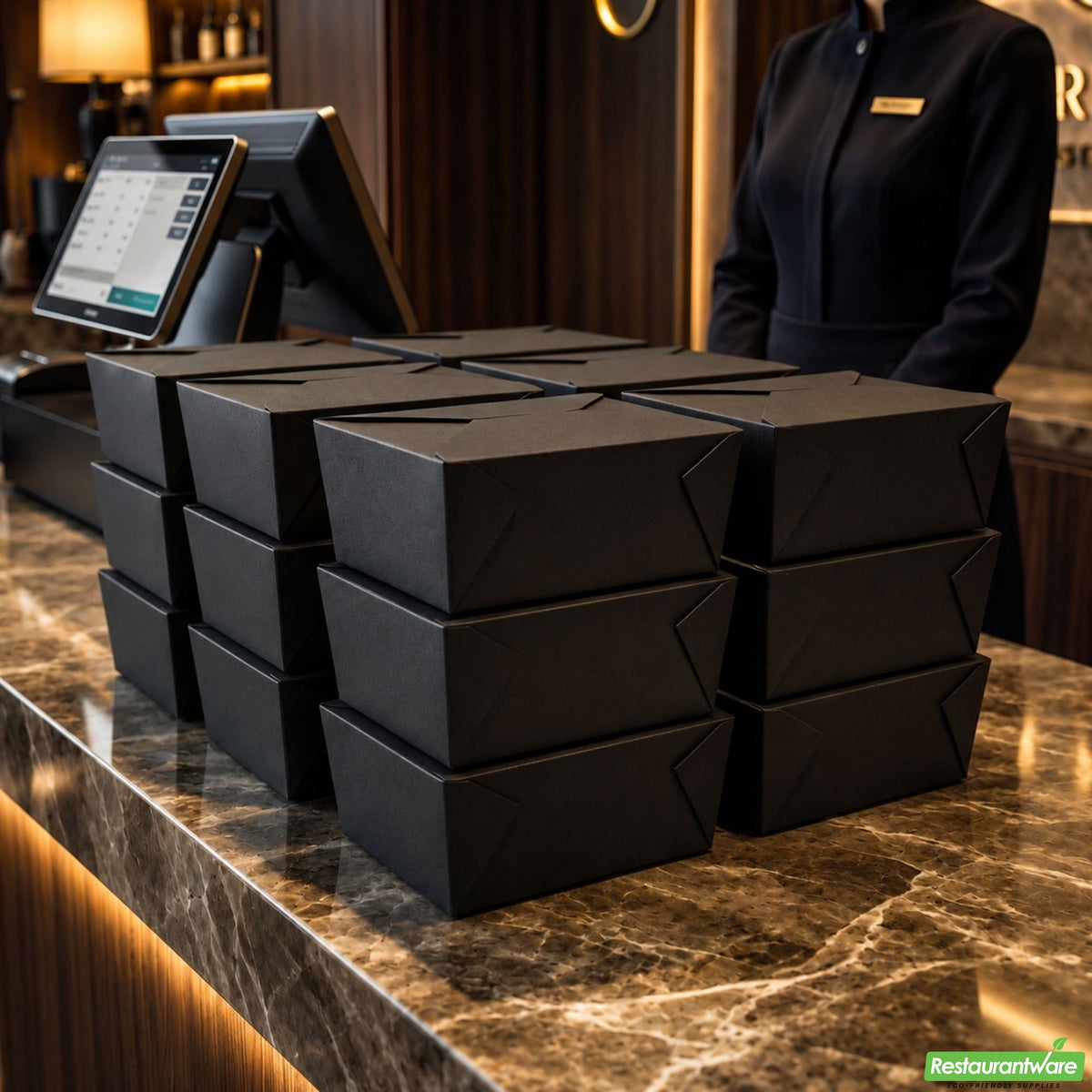Containers, Take-Out, Bio Tek 98 Ounce, Paper, Black, 8.50 x 6.25 x 3.50 Inch, #4, Rectangular,4 - 50 COUNT