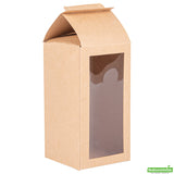 Box, Takeout, 3.5 x 3.5 x 8.5 Inch, Paper, Kraft, Rectangular, Tapered, with Clear Plastic Window,1 - 100 COUNT
