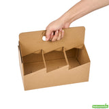 Carriers, Beverage, 6-Cup, Paper, Kraft, 11.75 x 7.75 x 9.50 Inch,1 - 100 COUNT