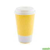 Cups, Hot, 16 Ounce, Paper, Light Yellow, Ripple Wall,1 - 500 COUNT