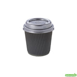 Cups, Hot, 4 Ounce, Paper, Black, Ripple Wall, 4 Ounce,1 - 500 COUNT