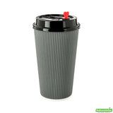 Cups, Hot, 16 Ounce, Paper, Gray, Ripple Wall, 16 Ounce,1 - 500 COUNT