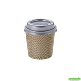 Cups, Coffee, 4 Ounce, Paper, Mocha Pin Check, Spiral Wall, 2.50 x 2.50 x 2.25 Inch,20 - 25 COUNT