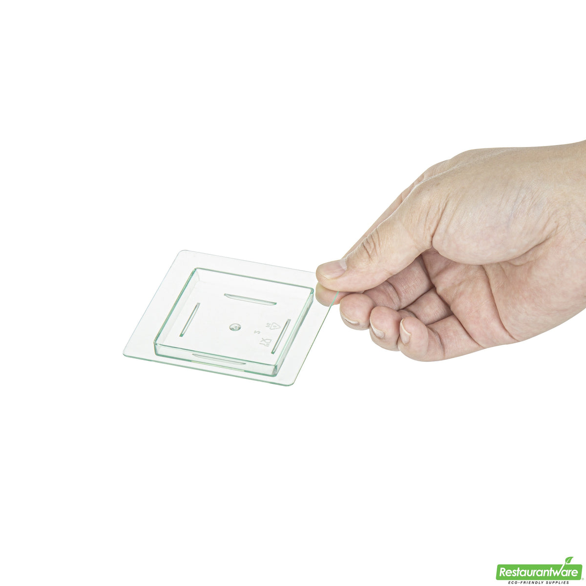 Plates, Edge Appetizer, 2.75 Inch, Plastic, Sea Green, Square Raised-Edge, Heavyweight, 2.75 Linear Inch,1 - 100 COUNT