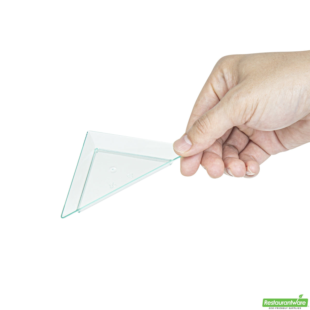 Plates, Triangolo Appetizer, 4 Inch, Plastic, Sea Green, Soft Triangle, Heavyweight, 4 Linear Inch,1 - 100 COUNT