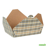 Containers, Take-Out, Bio Tek 49 Ounce, Paper, Plaid, 8.50 x 6.25 x 2 Inch, Rectangular, #2,4 - 50 COUNT