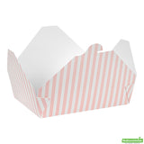 Containers, Take-Out, Bio Tek 49 Ounce, Paper, Pink & White Stripe, 8.50 x 6.25 x 2 Inch, Rectangular, #2,4 - 50 COUNT