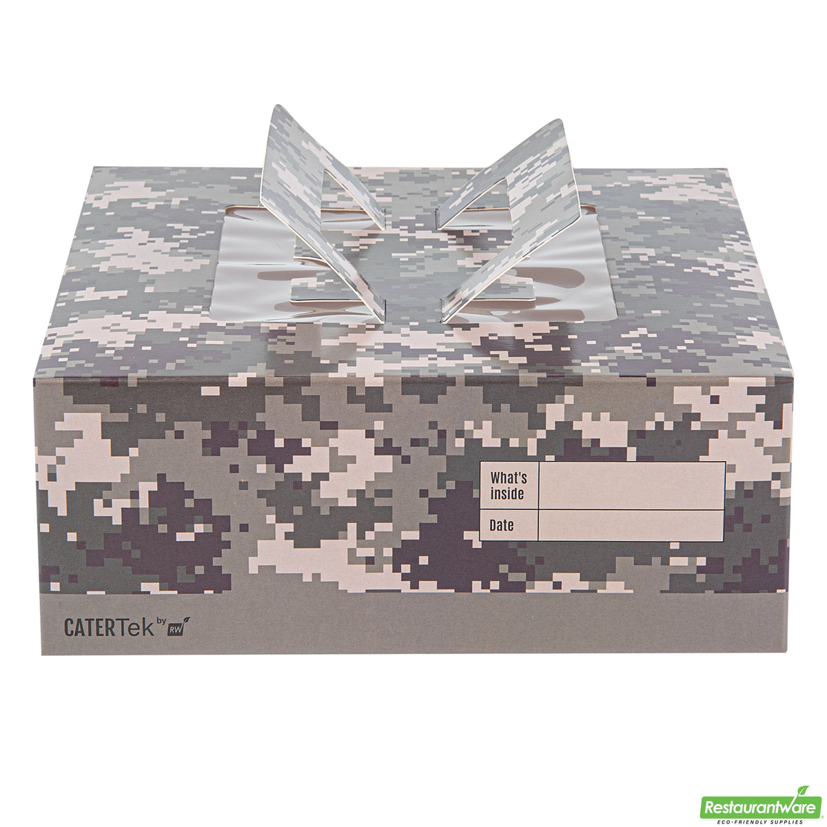 Boxes, Cake & Lunch, 9 x 9 x 3.50 Inch, Paper, Camouflage, with Window & Pop-Up Handle,50 - 1 COUNT