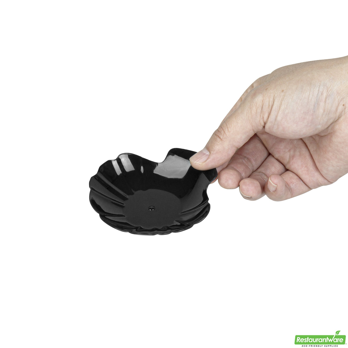 Plates, Appetizer, 3.25 Inch, Plastic, Black Amuse Bouche Design, Shell, Heavyweight, 3.25 Linear Inch,1 - 100 COUNT
