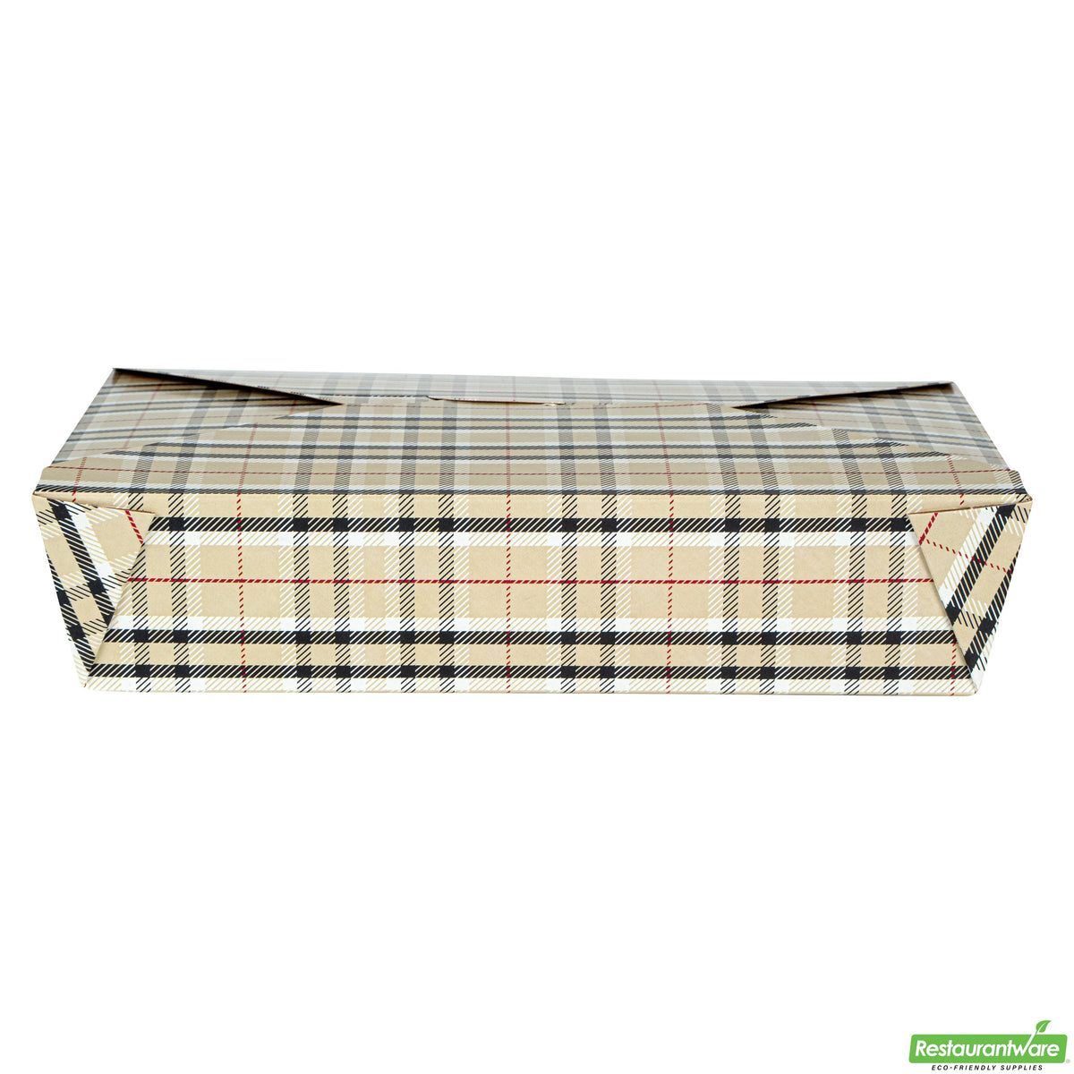 Containers, Take-Out, Bio Tek 49 Ounce, Paper, Plaid, 8.50 x 6.25 x 2 Inch, Rectangular, #2,4 - 50 COUNT