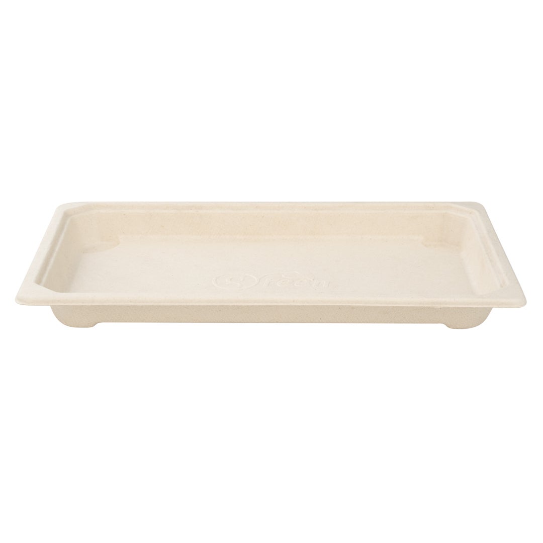 Trays, Sushi, 8.50 x 5.25 x 0.75 Inch, Paper, Natural, Rectangular, Sugarcane Bagasse,1 - 100 COUNT