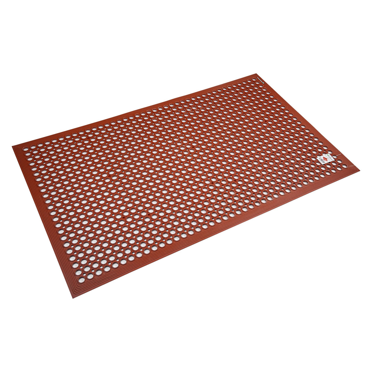 Floor Mat, Anti-Fatigue, 3 x 5 Foot, Grease Resistant, Red, Rubber,1 - 1 EACH