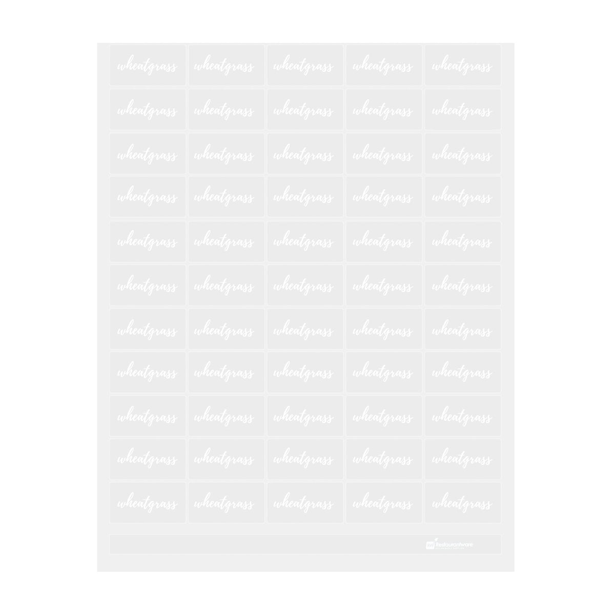 Labels, Wheatgrass, 2 x 1 Inch, Water Resistant, Clear with White Font,1 - 100 COUNT