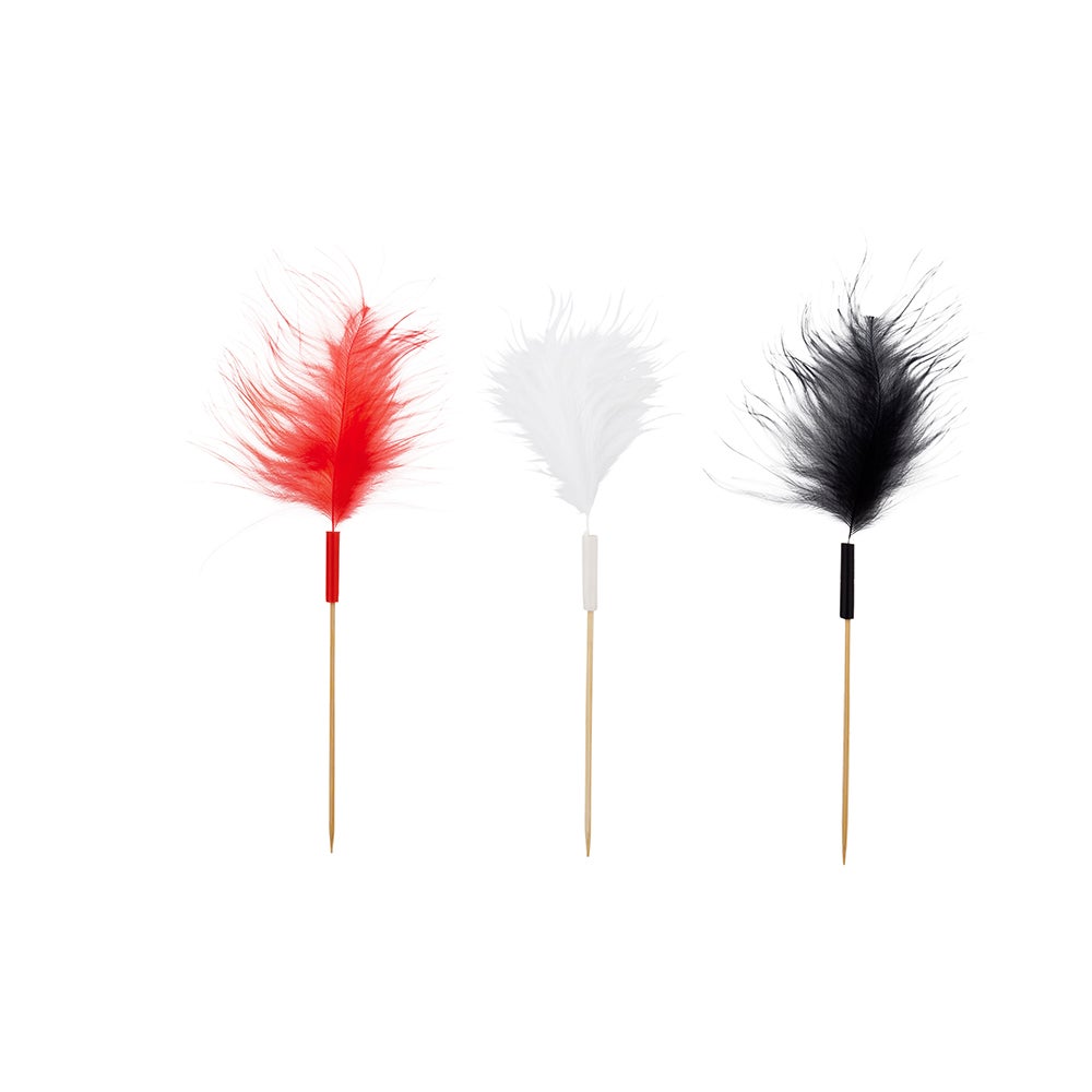 Skewers, 6 Inch, Bamboo, with Fuzzy Feather, 6 Linear Inch,1 - 500 COUNT