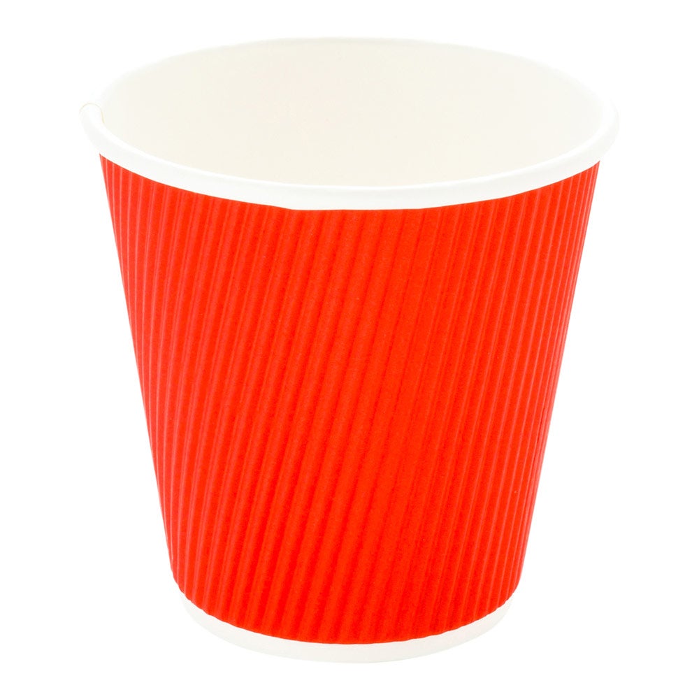 Cups, Hot, 8 Ounce, Paper, Red, Ripple Wall,1 - 25 COUNT