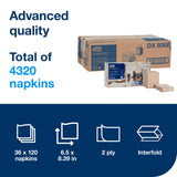Napkins, Interfolded Dispenser, 2-Ply, Natural, 6.5 x 8.39 Inch,6 - 720 COUNT